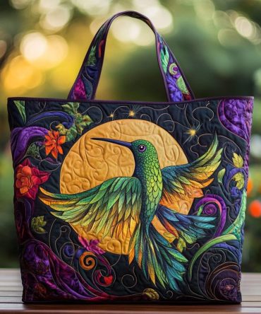 Hummingbird Flight Quilted Tote Bag