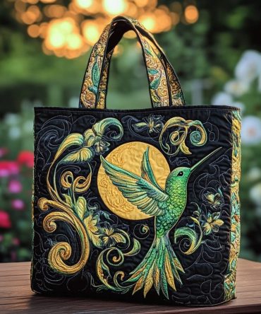 Hummingbird Grace Quilted Tote Bag