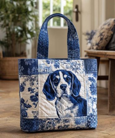Indigo Beagle Spirit Quilted Tote Bag