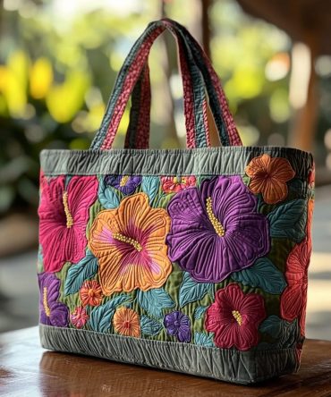 Island Bloom Quilted Tote Bag