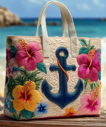 Island Bloom Quilted Tote Bag