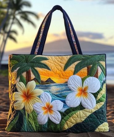 Island Bloom Quilted Tote Bag
