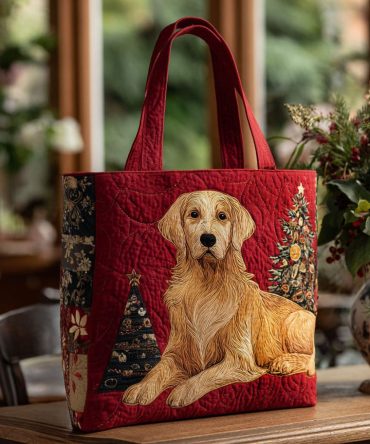 Jingle Retriever Quilted Tote Bag