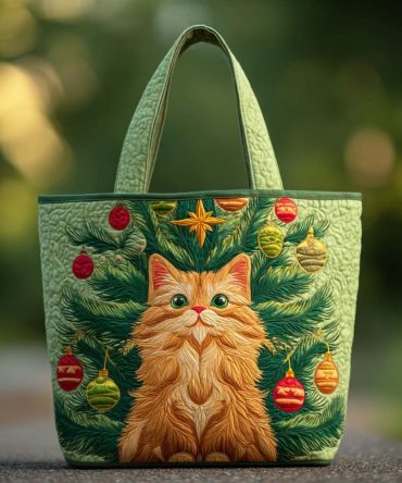 Jolly Cat Quilted Tote Bag