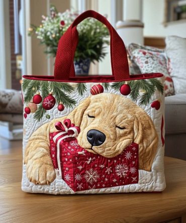 Jolly Pup Quilted Tote Bag