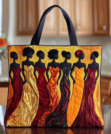 Joyful Black Spirit Quilted Tote Bag