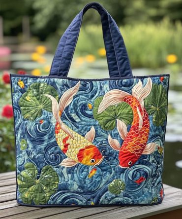 Koi Harmony Quilted Tote Bag