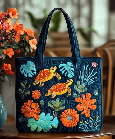 Lazy Turtle Time Quilted Tote Bag