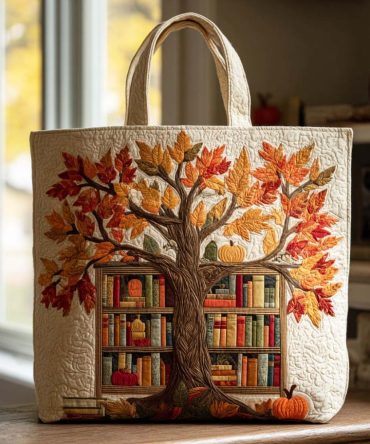 Leaf Scroll Quilted Tote Bag