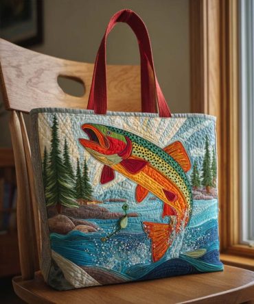 Leaping Trout Quilted Tote Bag
