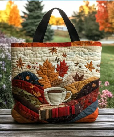 Leaves Between Lines Quilted Tote Bag