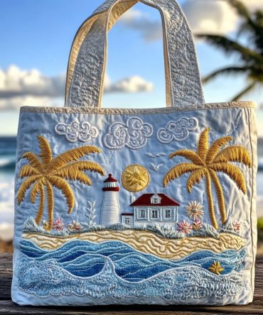 Lighthouse Breeze Quilted Tote Bag