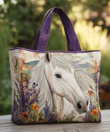 Lone Wild Horse Quilted Tote Bag