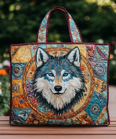 Lone Wolf Quilted Tote Bag