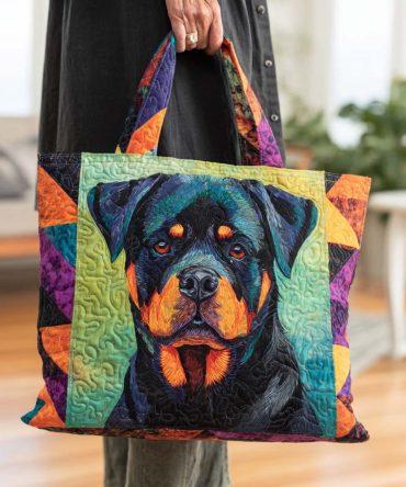 Loyal Rottweiler Charm Quilted Tote Bag