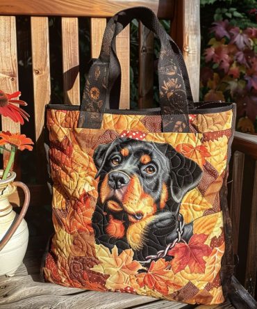 Loyal Rottweiler Quilted Tote Bag