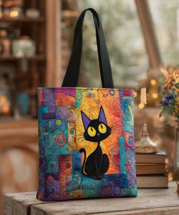 Lucky Cat Tote Quilted Tote Bag