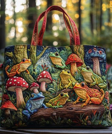 Lucky Frog Quilted Tote Bag