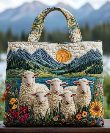 Lucky Sheep Quilted Tote Bag