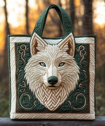 Lunar Wolf Spirit Quilted Tote Bag