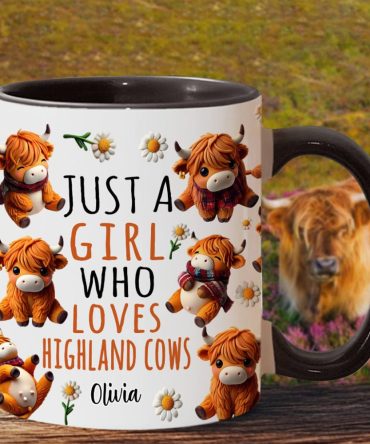 Just A Girl Who Loves Highland Cows - Personalized Highland Cow Accent Mug