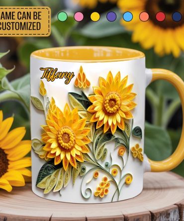 Personalized Sunflower Accent Mug