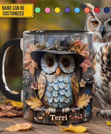 Owl Autumn Accent Mug - Personalized Accent Mug