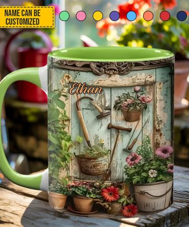 Garden Tools And Flowers - Personalized Gardening Accent Mug