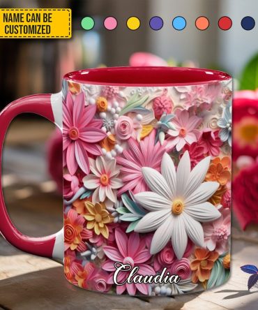 Colorful Flower - Personalized Accent Mug