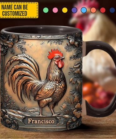 Rustic Rooster - Personalized Chicken Accent Mug