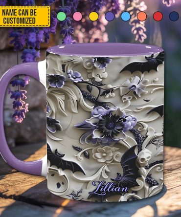 Falling Shadows – Personalized Gothic Floral Accent Mug