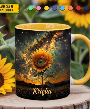 Sunflower In Night - Personalized Sunflower Accent Mug