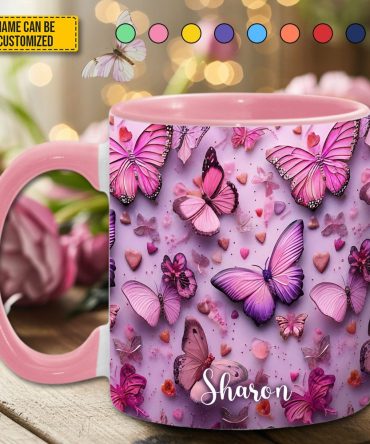Personalized Beautiful Butterflies Accent Mug