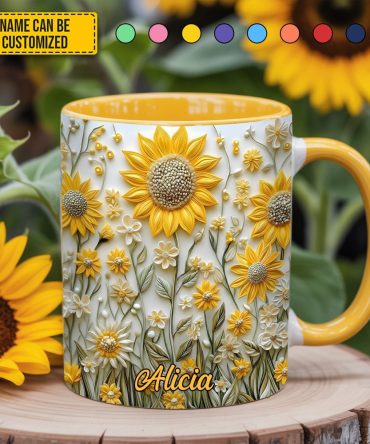 Personalized Sunflowers Accent Mug