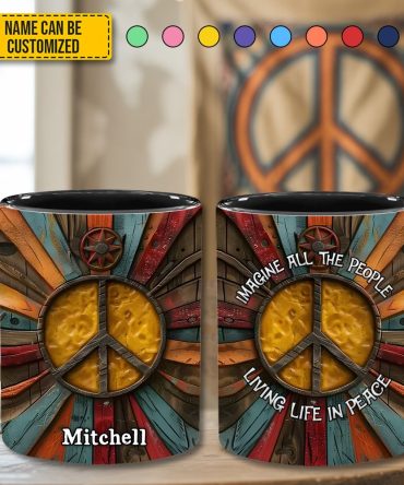 Hippie Symbol - Personalized Hippie Accent Mug
