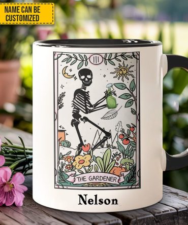 Personalized The Gardener Skeleton Tarot Accent Mug