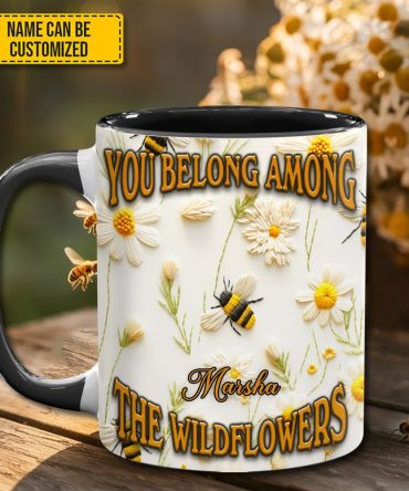 You Belong Among Wildflowers - Personalized Bee Accent Mug