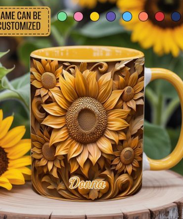 Personalized Sunflower Accent Mug