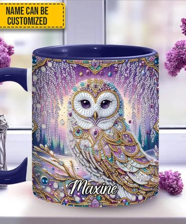 Crystal Diamond - Personalized Owl Accent Mug
