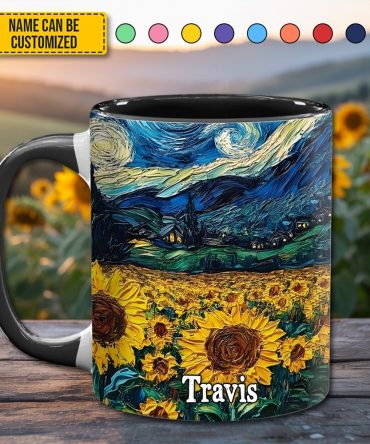 Starry Sunflowers – Personalized Accent Mug