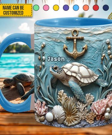 Personalized Beautiful Sea Turtle Accent Mug