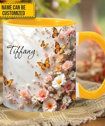 Butterfly And Flower - Personalized Accent Mug