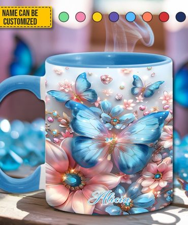 Sparkle Butterflies - Personalized Butterfly Accent Mug