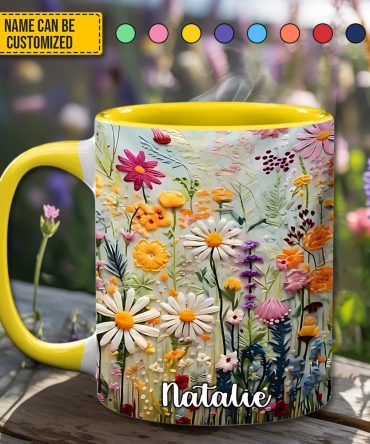 Spring Flowers - Personalized Flower Accent Mug