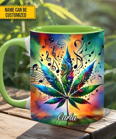 Personalized Music & Weed Vibes Accent Mug