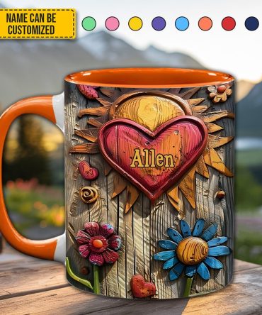 Hippie Heart Symbol - Personalized Hippie Accent Mug