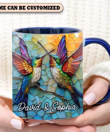 Couple Hummingbird Ceramic - Personalized Hummingbird Accent Mug