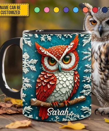 Personalized Owl Winter Accent Mug