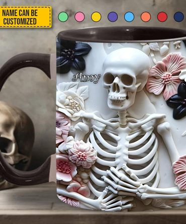 Skull Flowers - Personalized Skull Accent Mug