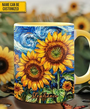 Starry Bloom – Personalized Sunflower Accent Mug